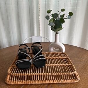 IDIFU Black Rhinestone Block Heel Sandals – Size 9, Worn Once